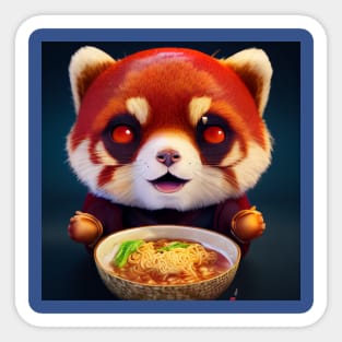 Kawaii Red Panda Eating Ramen Sticker